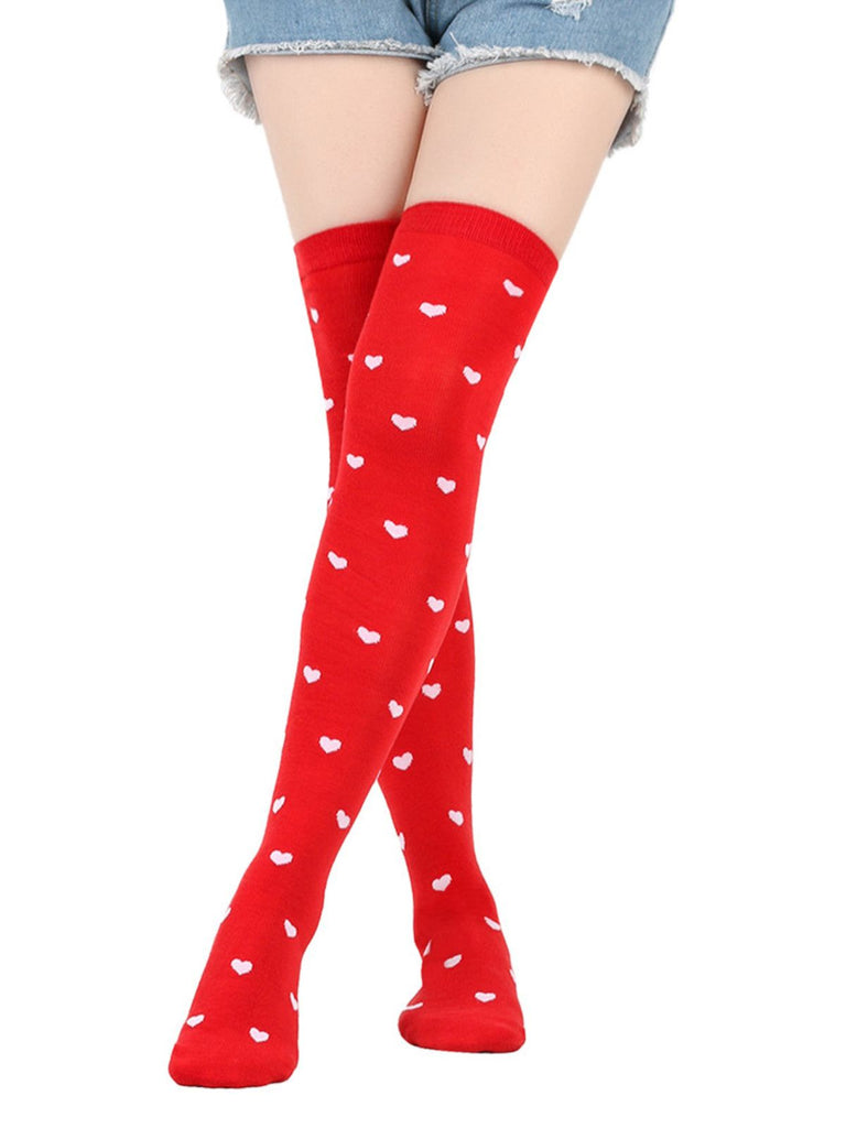 She finds her vintage story in this Valentine Heart Lip High-Thigh Socks