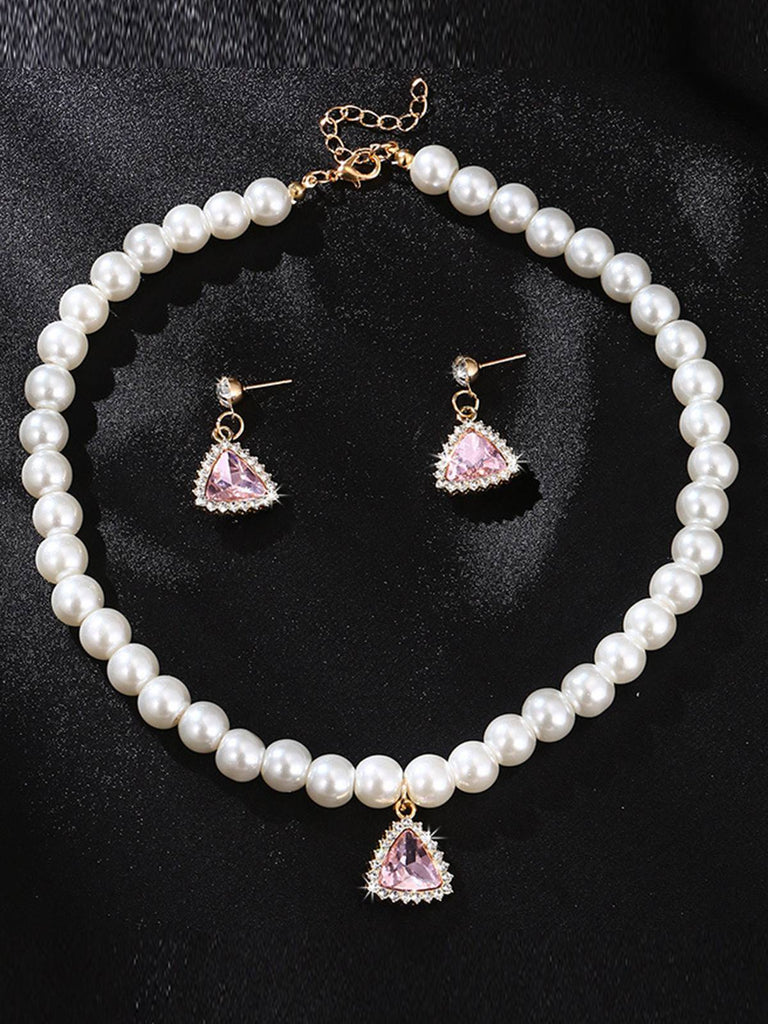 Valentine Imitation Pearl Necklace Rhinestoned | vintage jewelry, Art Deco