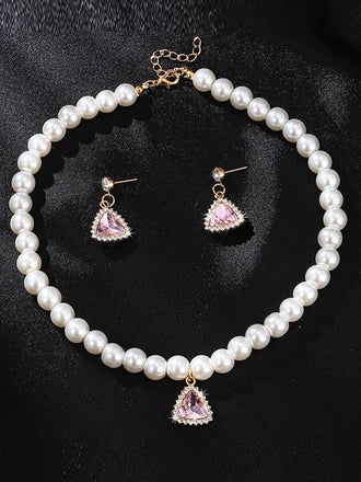 Valentine Imitation Pearl Necklace Rhinestoned | vintage jewelry, Art Deco
