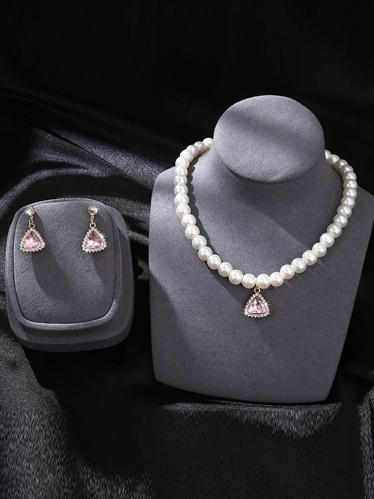 Valentine Imitation Pearl Necklace Rhinestoned | vintage jewelry, Art Deco