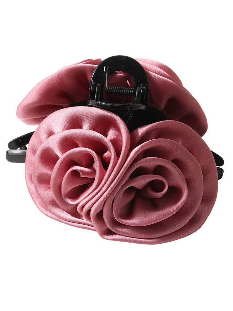 Valentine's Day 3D Floral Satin Hair Claw Clip - vintage fashion, retro style