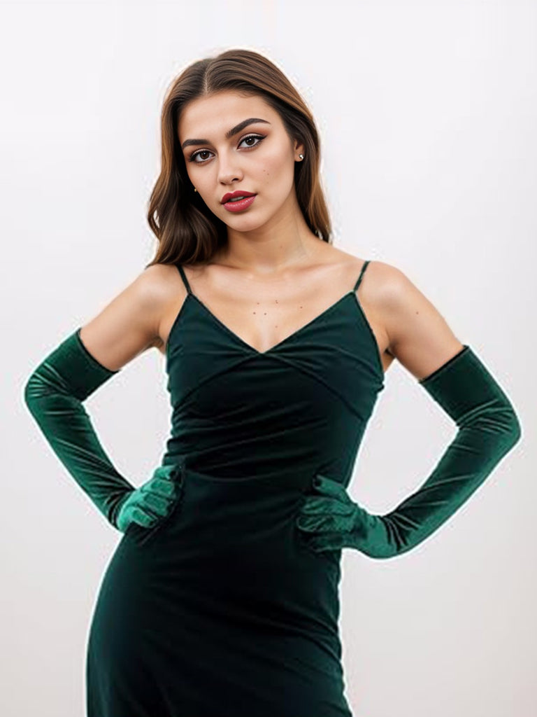 Velvet Party Solid Vintage Long Gloves, vintage fashion, retro style - perfect for women who love vintage and retro fashion