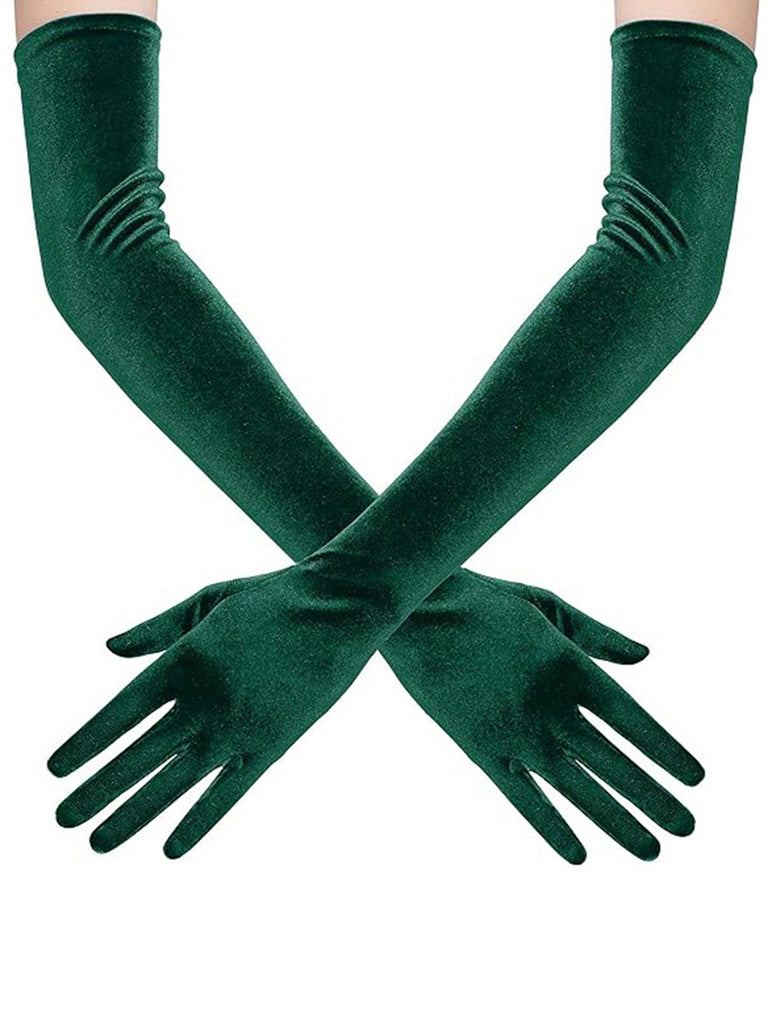 Velvet Party Solid Vintage Long Gloves: 1950s detail work for the woman who notices