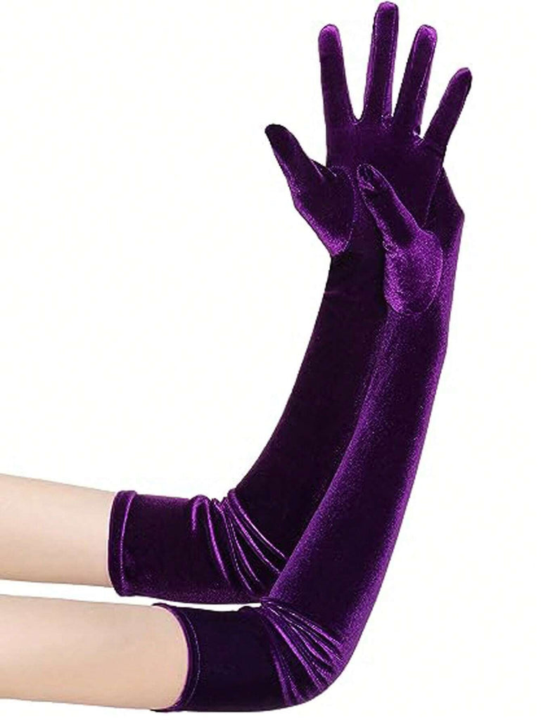 Velvet Party Solid Vintage Long Gloves — 1950s elegance in the palm of her hand