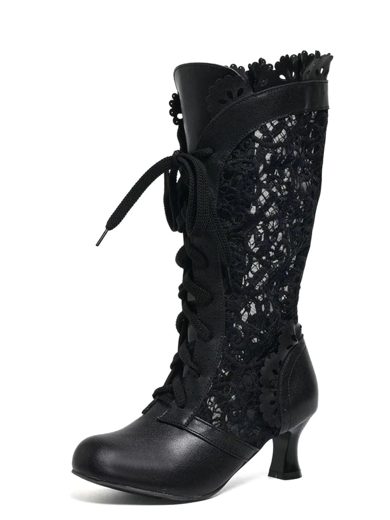 Victorian Style Lace Up Kitten Boots - vintage fashion, retro style
