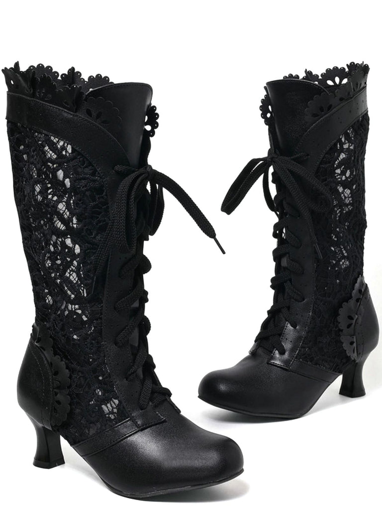 Victorian Style Lace Up Kitten Boots - vintage fashion, retro style