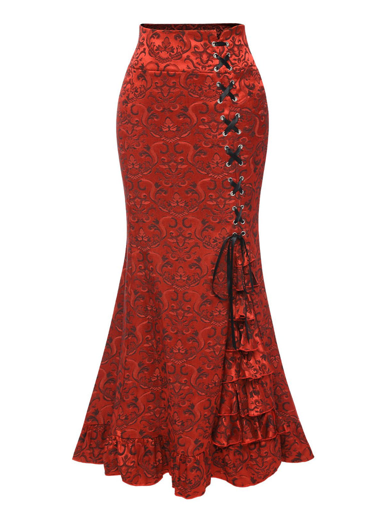Vintage 1930s Punk Lace-Up Mermaid Skirt, vintage skirt, retro style - perfect for women who love vintage and retro fashion