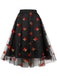 She sways in this Vintage 1950s Mesh Cherry Skirt and it's pure 1950s magic