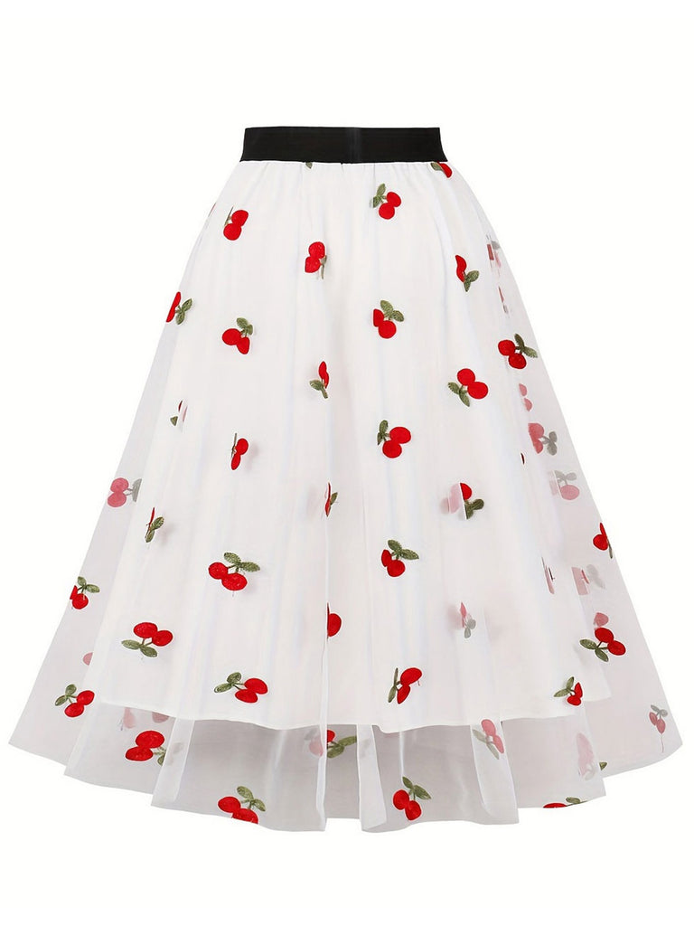 Vintage 1950s Mesh Cherry Skirt: 1950s grace for the woman who dances through life