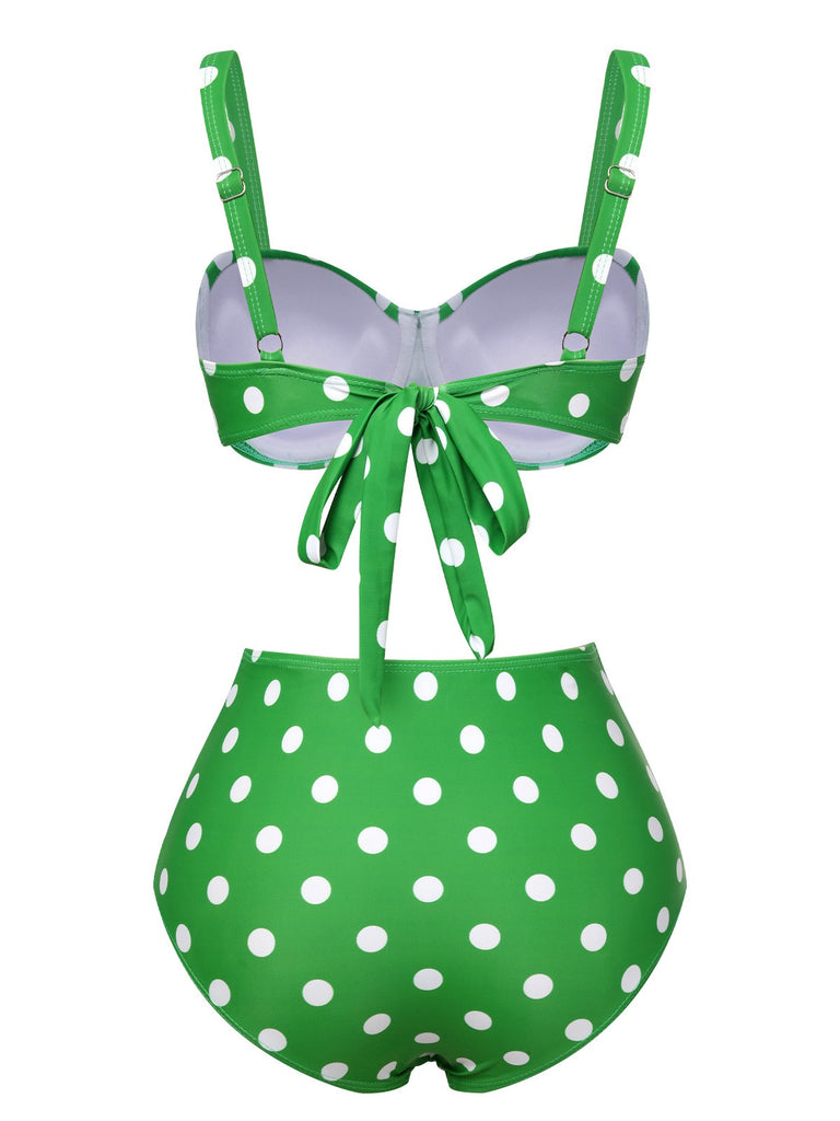 Vintage 1950s Polka Dots Strap Swimsuit, vintage swimsuit, pin-up swimwear - perfect for women who love vintage and retro fashion