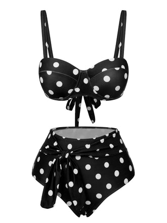 Vintage 1950s Polka Dots Strap Swimsuit, vintage swimsuit, pin-up swimwear - perfect for women who love vintage and retro fashion
