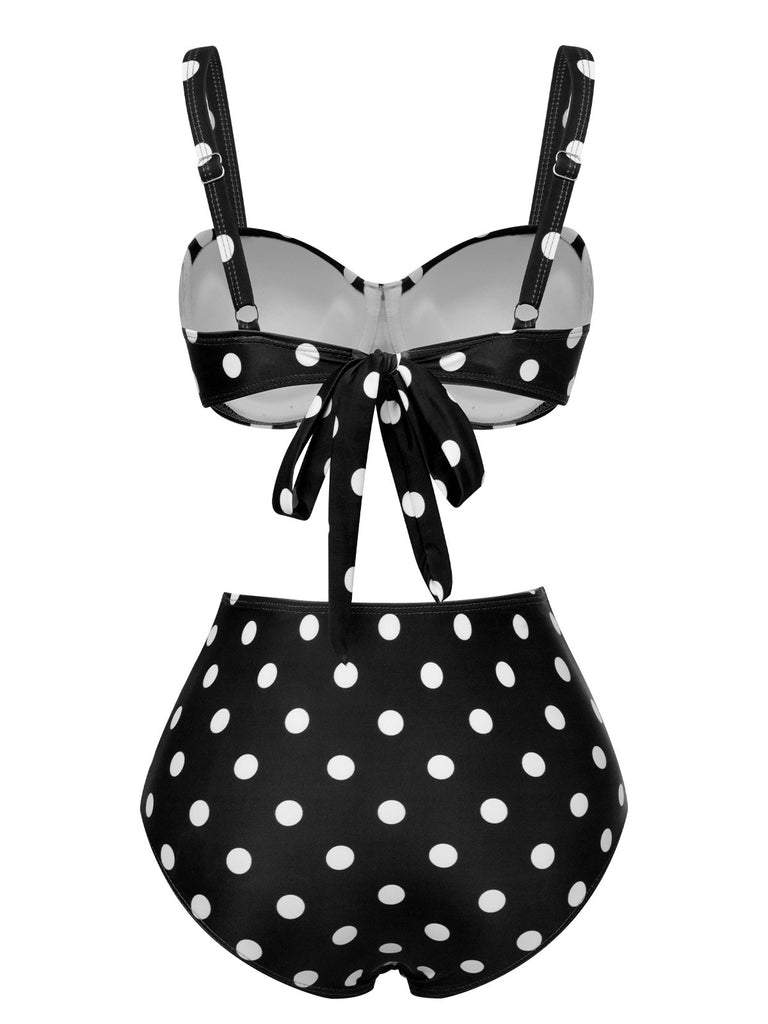 Vintage 1950s Polka Dots Strap Swimsuit, vintage swimsuit, pin-up swimwear - perfect for women who love vintage and retro fashion