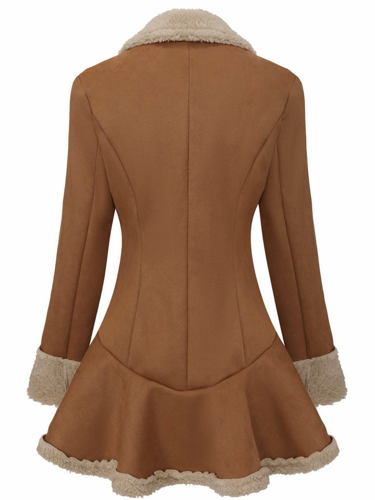 Vintage 1970s Lapel Flared Hem Suede Jacket - vintage fashion, retro style, elegant red