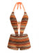 Vintage 1980s Irregular Print Plunging Boho Swimsuit, vintage swimsuit, pin-up swimwear - perfect for women who love vintage and retro fashion