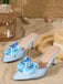 Vintage 3D Floral Pointed Toe Stiletto Sandals - vintage fashion, retro style, classic elegance for vintage lovers