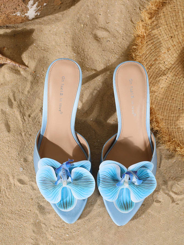 Vintage 3D Floral Pointed Toe Stiletto Sandals | vintage fashion, retro style, classic elegance - perfect for retro fashion enthusiasts