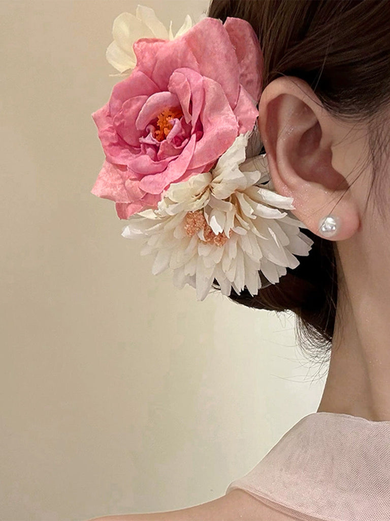 Vintage 3D Flower Side Hair Clip - vintage fashion, retro style