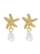 Vintage Alloy Starfish & Pearl Earrings - vintage fashion, retro style