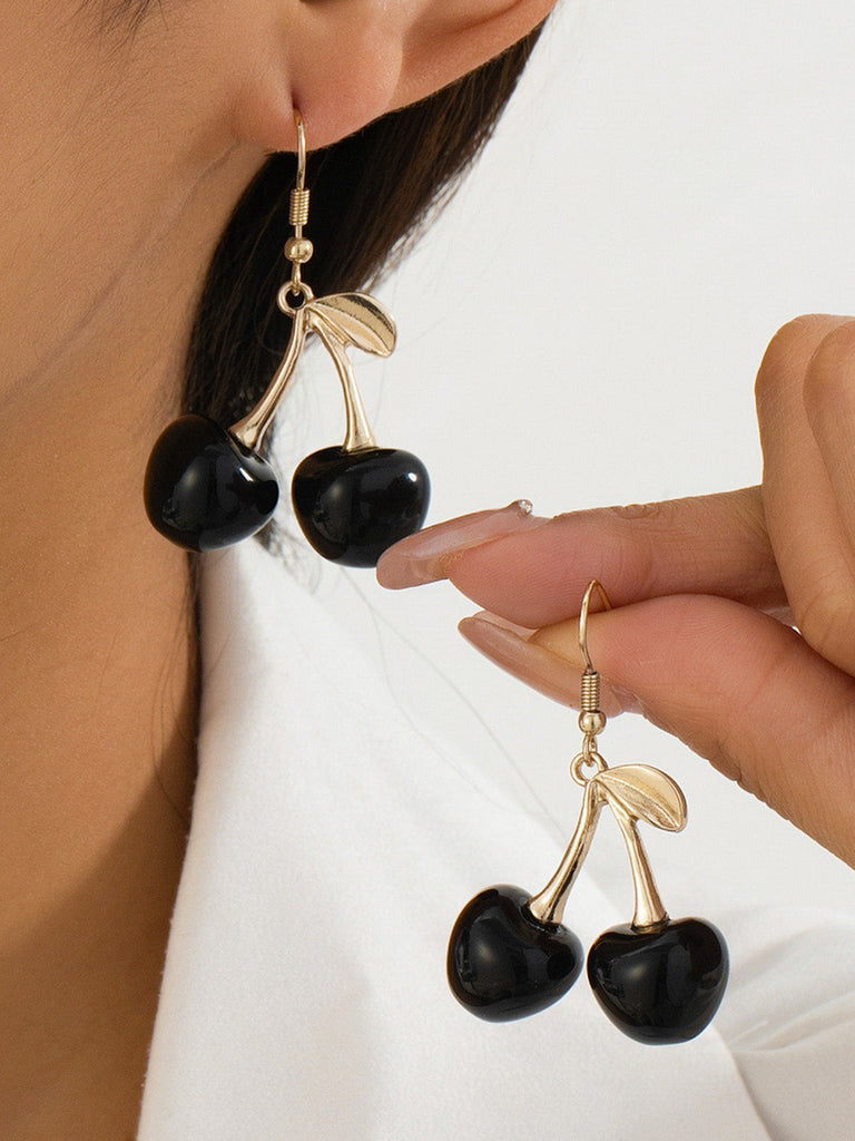Vintage Black Cherry Drop Earrings - vintage jewelry, Art Deco for vintage lovers