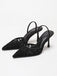 Vintage Black Pointed Toe Lace Slingback Pumps - vintage fashion, retro style for vintage lovers