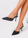 Vintage Black Pointed Toe Lace Slingback Pumps - vintage fashion, retro style for vintage lovers