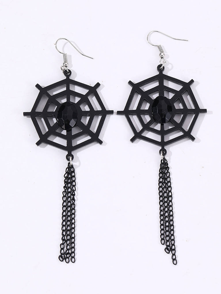 Vintage Black Spider Web Dangle Earrings, vintage fashion, retro style - perfect for women who love vintage and retro fashion