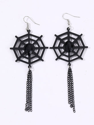 Vintage Black Spider Web Dangle Earrings, vintage fashion, retro style - perfect for women who love vintage and retro fashion