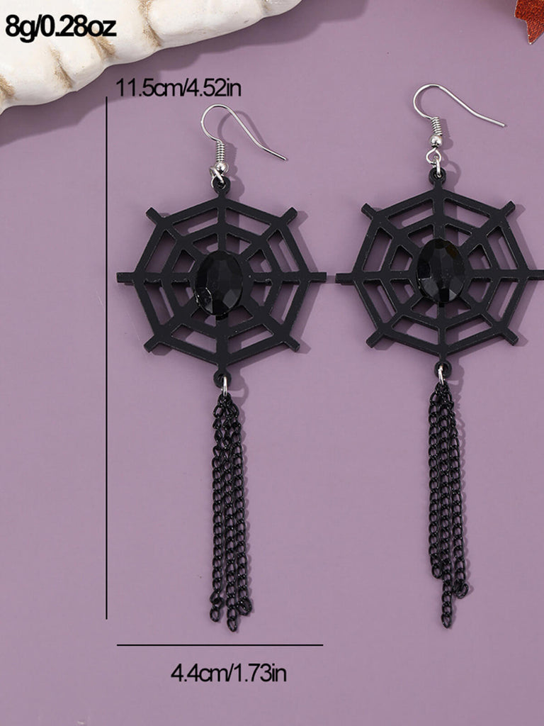 Vintage Black Spider Web Dangle Earrings, vintage fashion, retro style - perfect for women who love vintage and retro fashion