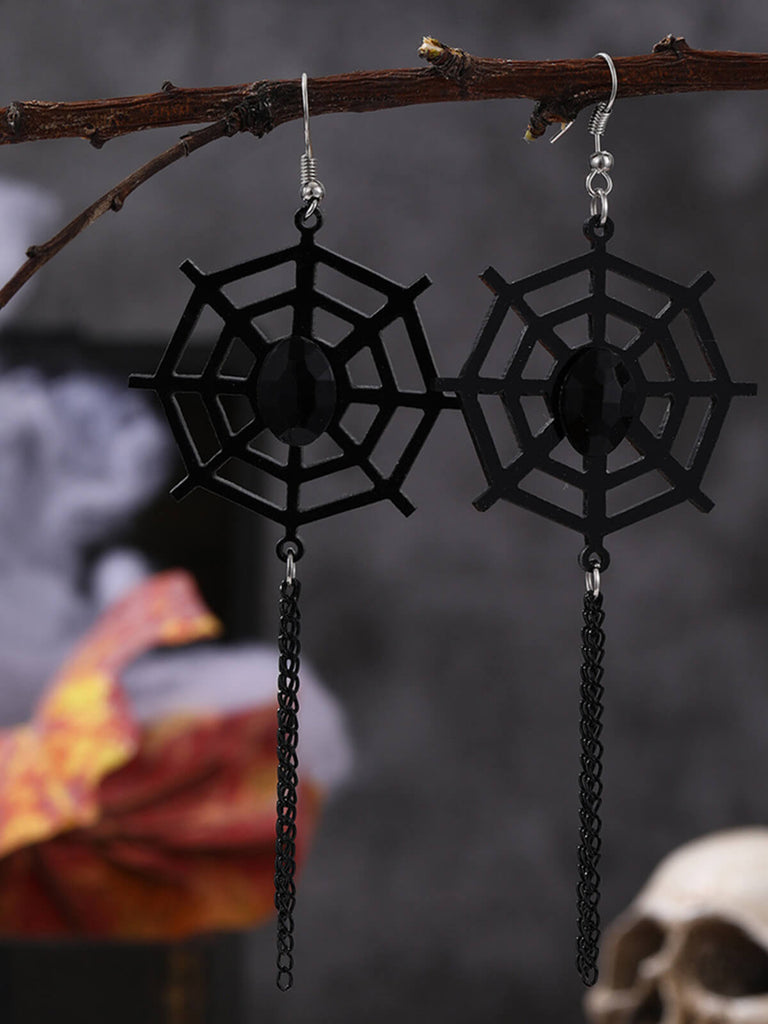 Vintage Black Spider Web Dangle Earrings, vintage fashion, retro style - perfect for women who love vintage and retro fashion