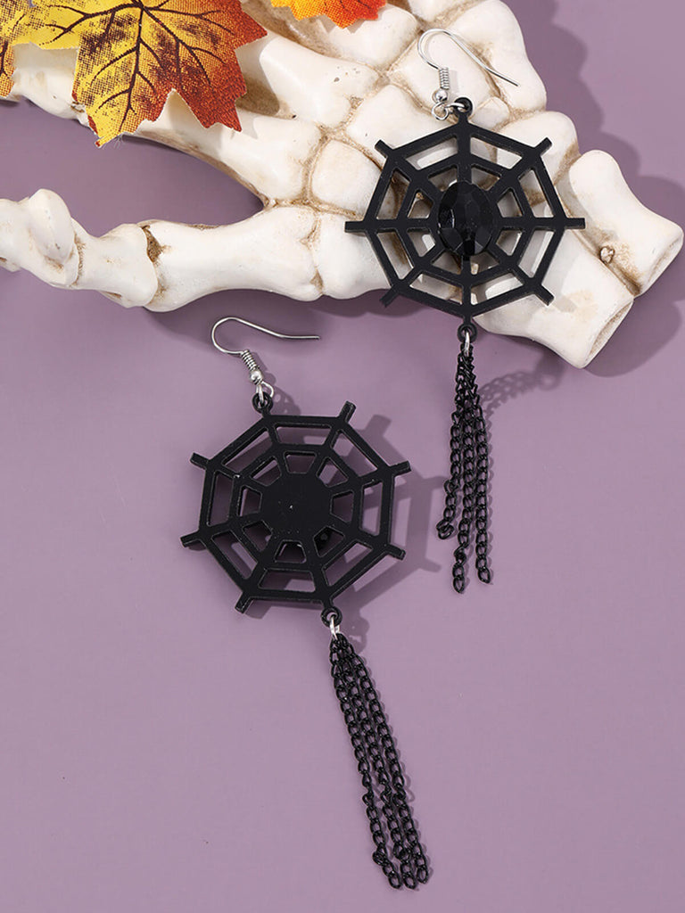 Vintage Black Spider Web Dangle Earrings, vintage fashion, retro style - perfect for women who love vintage and retro fashion