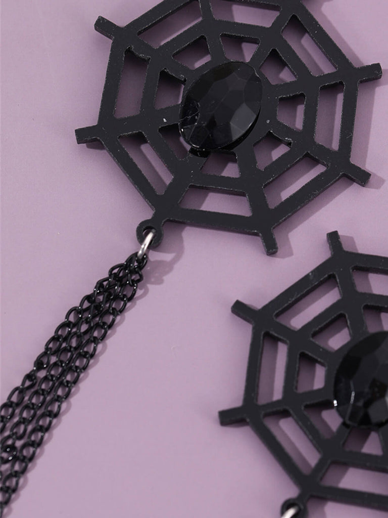 Vintage Black Spider Web Dangle Earrings, vintage fashion, retro style - perfect for women who love vintage and retro fashion
