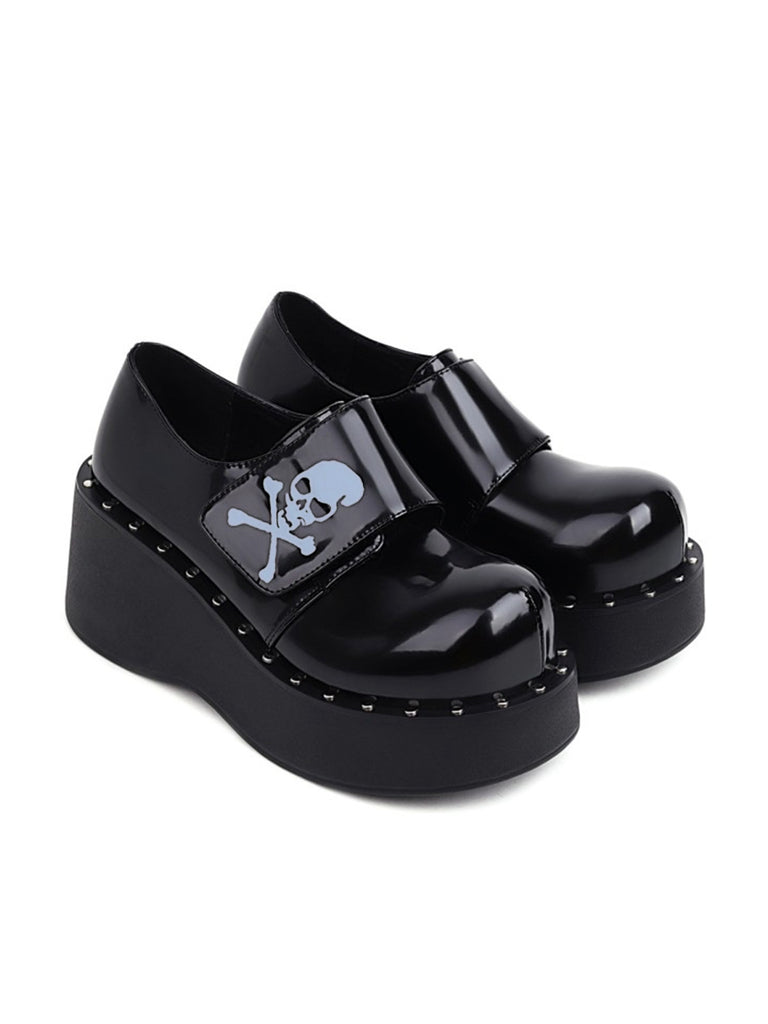 Vintage Black Toxic Skull Platform Shoes: timeless 1950s elegance she makes her own