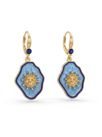 Vintage Blue Flower Pendant Earrings, vintage fashion, retro style - perfect for women who love vintage and retro fashion