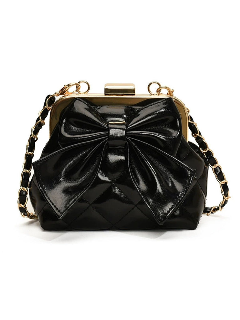 Vintage Bow Clip Chain Crossbody Bag - vintage fashion, retro style