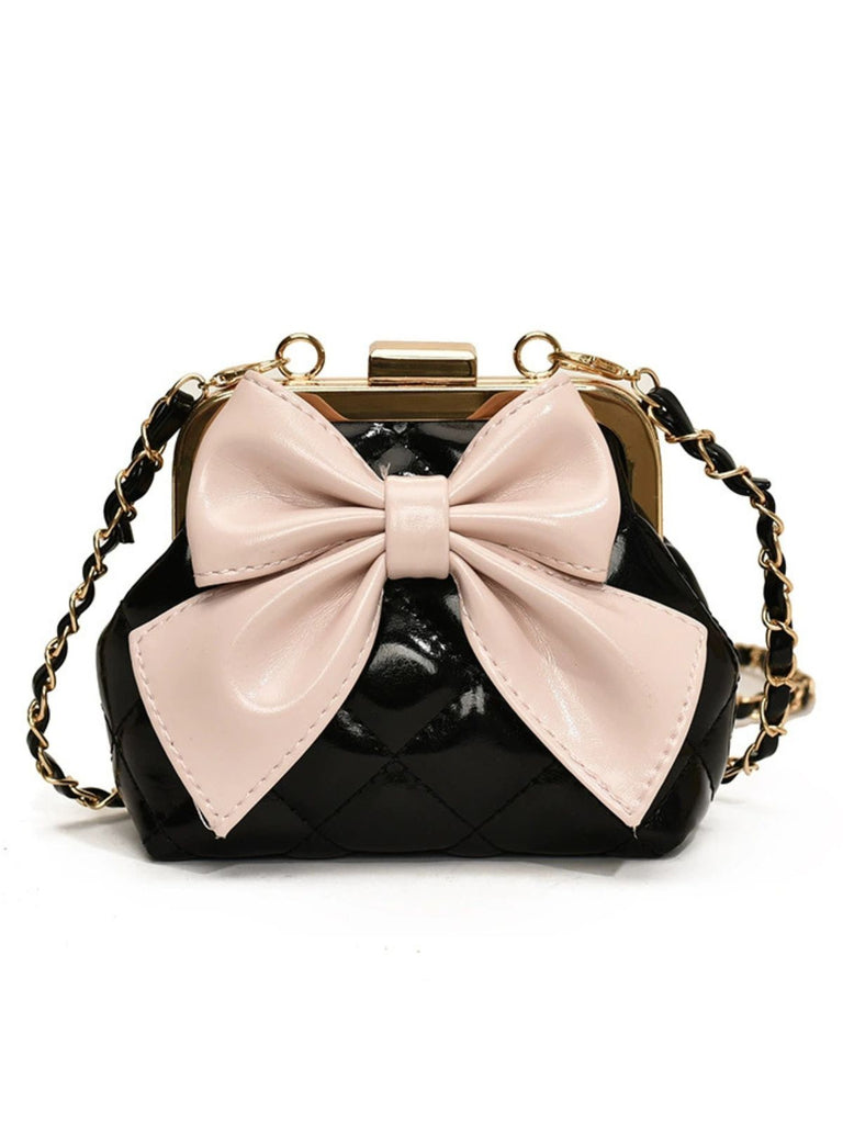 Vintage Bow Clip Chain Crossbody Bag - vintage fashion, retro style