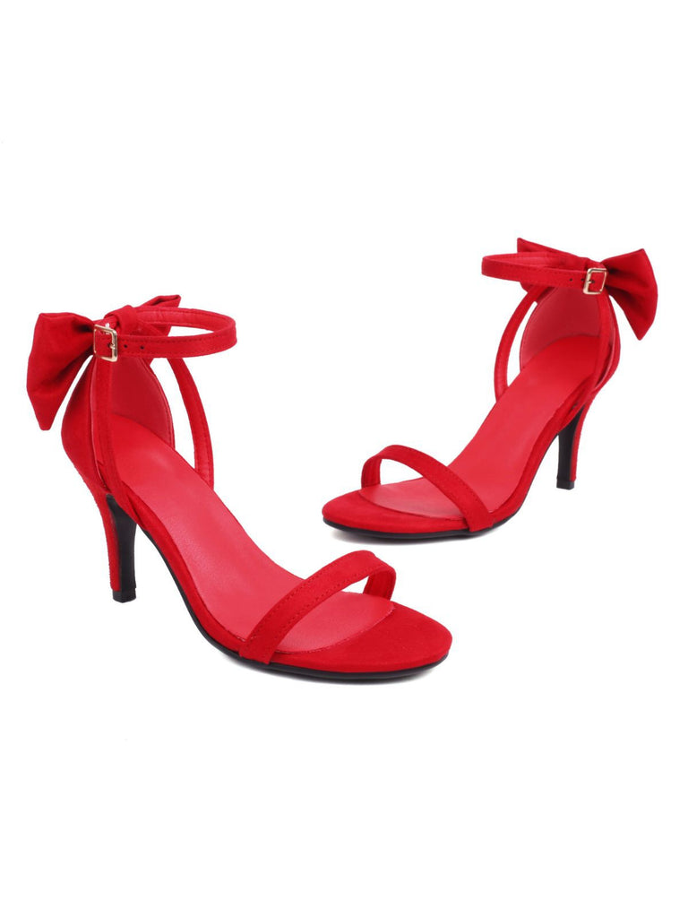 This Vintage Bow Flannel Buckled Heel Sandals whispers 1950s secrets to those who notice