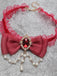 Vintage Bow Halloween Pearl Gemstone Necklace: 1950s detail work for the woman who notices