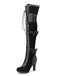 Vintage Bow Lace-Up High Heel Long Boots - vintage shoes, retro heels