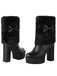 Vintage Bowknot Plush Chunky Heel Boots - vintage shoes, retro heels