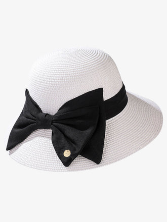 Vintage Bowknot Wide Brim Ruffia Hat - vintage fashion, retro style