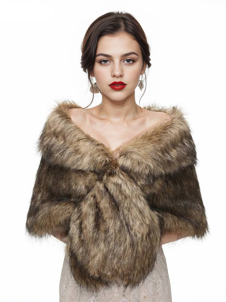 Vintage Brown Faux Fur Wraps Shawls, vintage fashion, retro style - perfect for women who love vintage and retro fashion