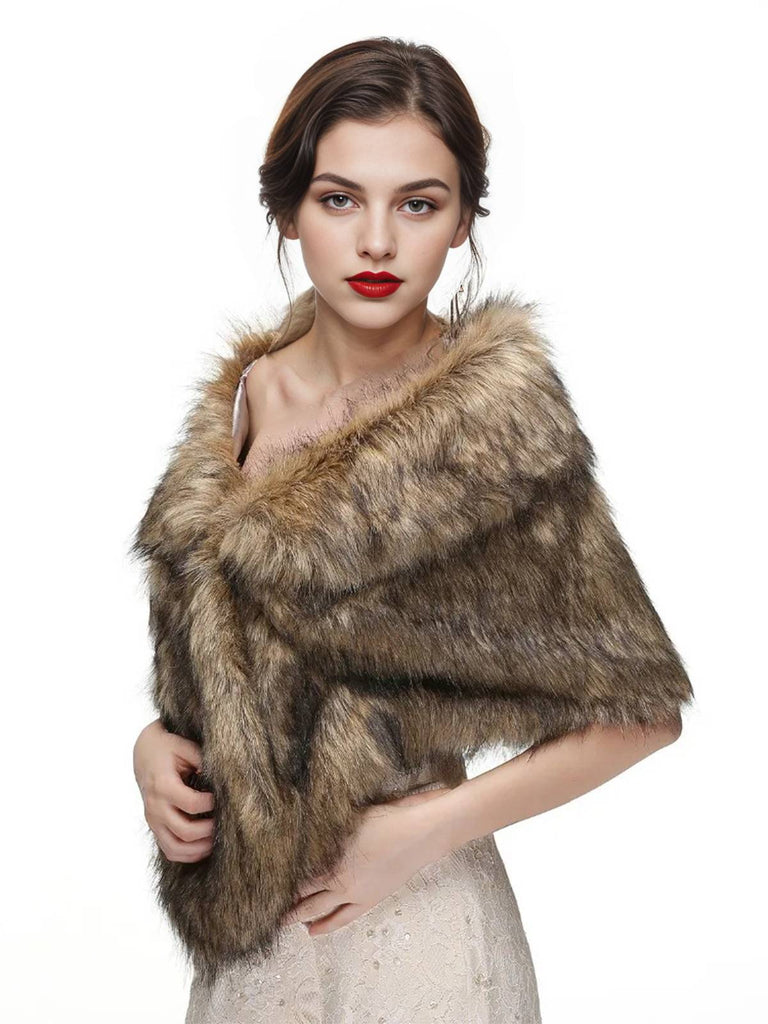 Vintage Brown Faux Fur Wraps Shawls, vintage fashion, retro style - perfect for women who love vintage and retro fashion