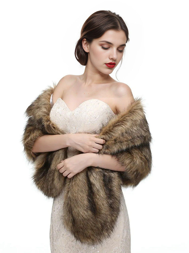 Vintage Brown Faux Fur Wraps Shawls, vintage fashion, retro style - perfect for women who love vintage and retro fashion