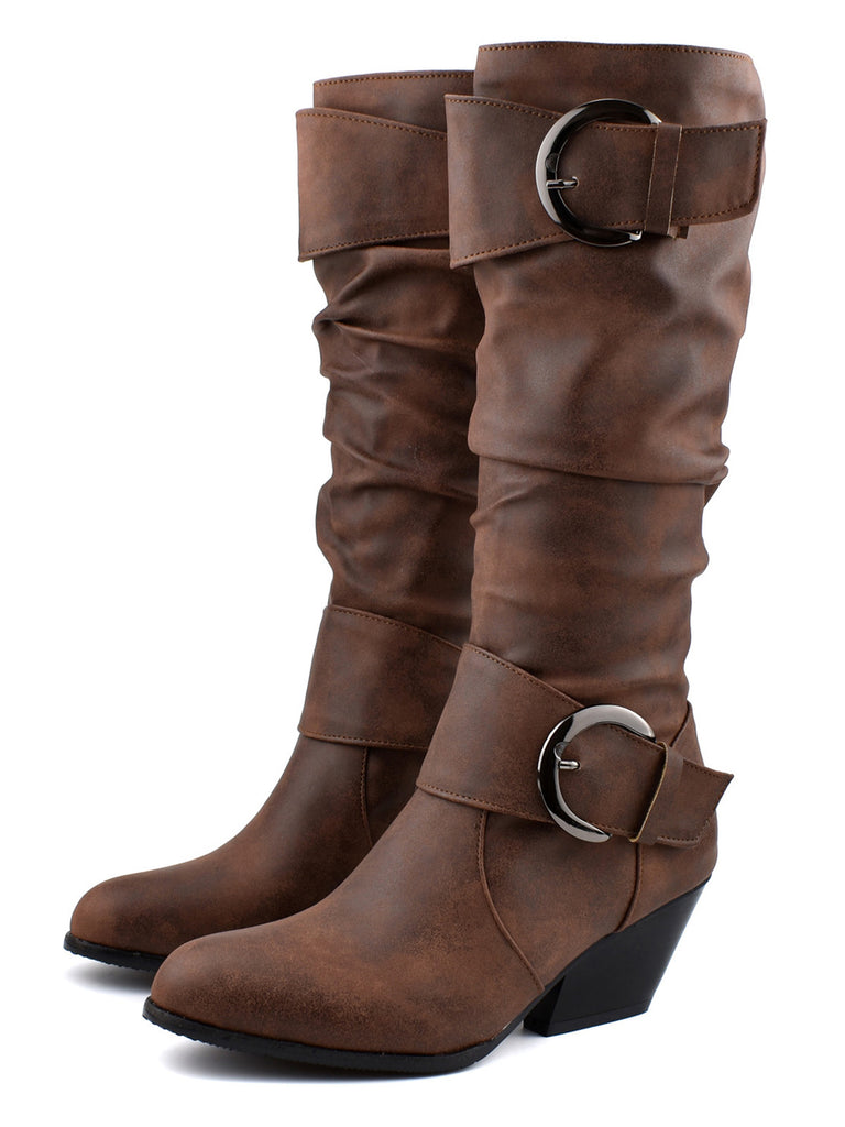 Vintage Buckle Western Style Cowboy Boots - vintage fashion, retro style