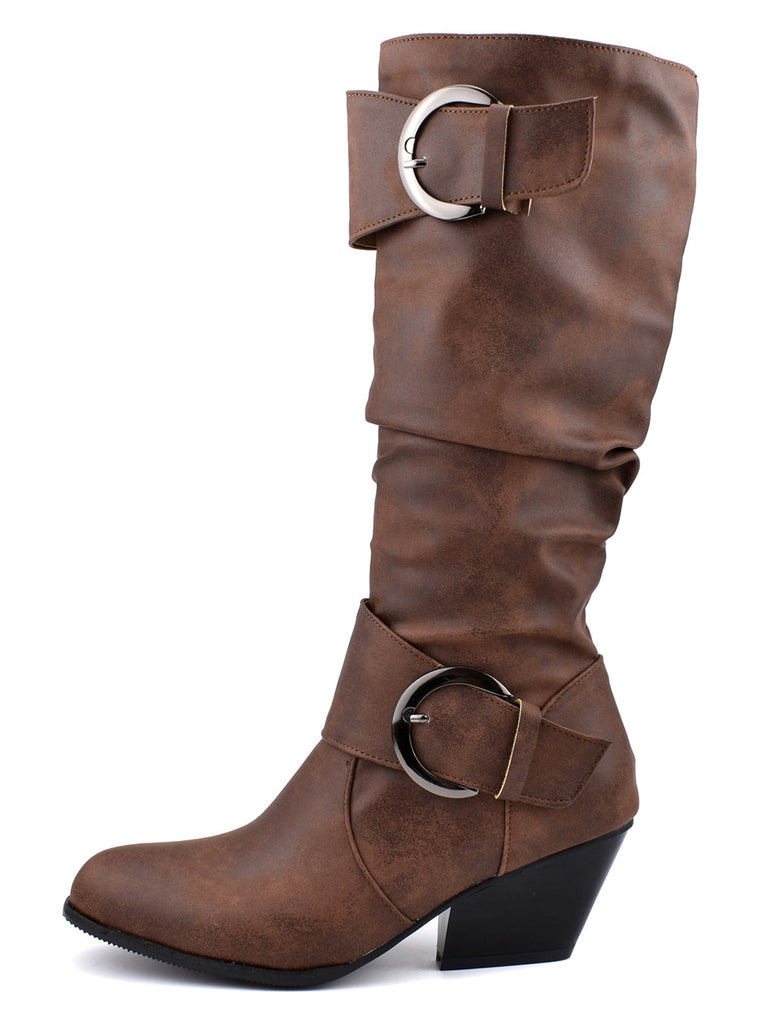 Vintage Buckle Western Style Cowboy Boots - vintage fashion, retro style