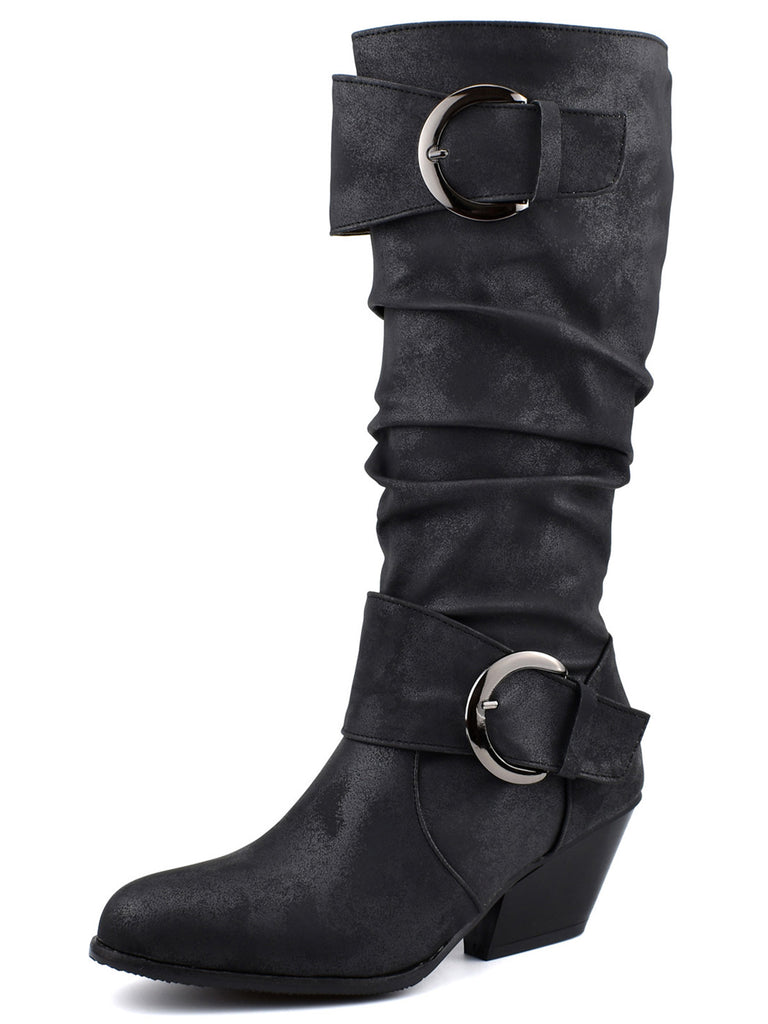 Vintage Buckle Western Style Cowboy Boots - vintage fashion, retro style