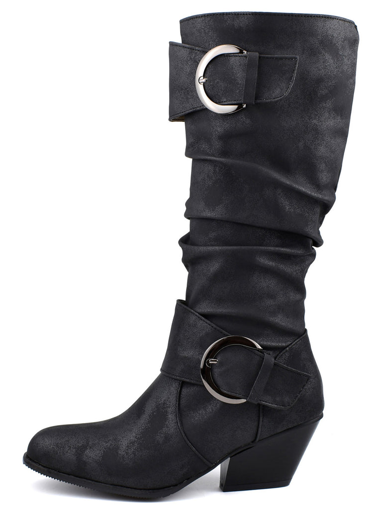 Vintage Buckle Western Style Cowboy Boots - vintage fashion, retro style