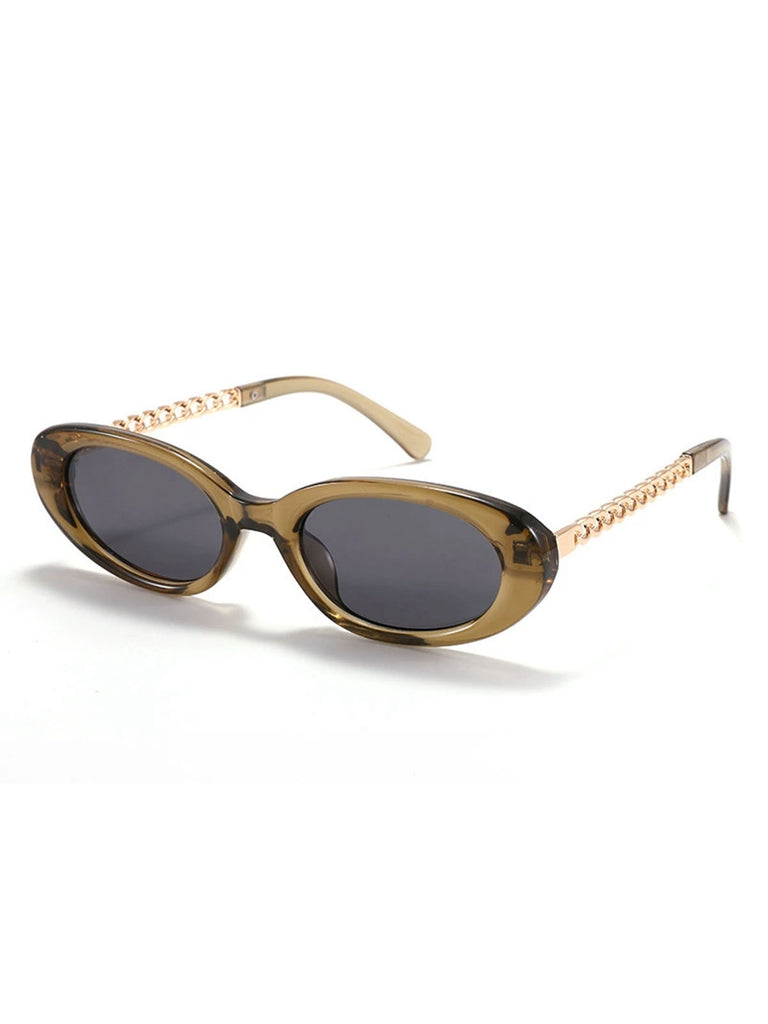 This Vintage Chain Temple Oval Sunglasses whispers 1950s secrets to those who notice