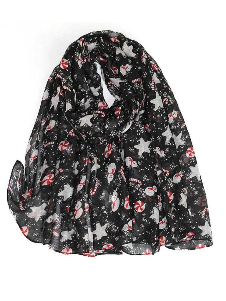 Vintage Christmas Cartoon Printed Silk Scarf - vintage fashion, retro style