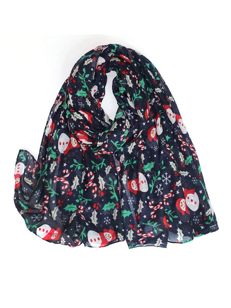 Vintage Christmas Cartoon Printed Silk Scarf - vintage fashion, retro style